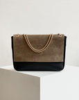 Belle Suede Shoulder Bag Black/Taupe