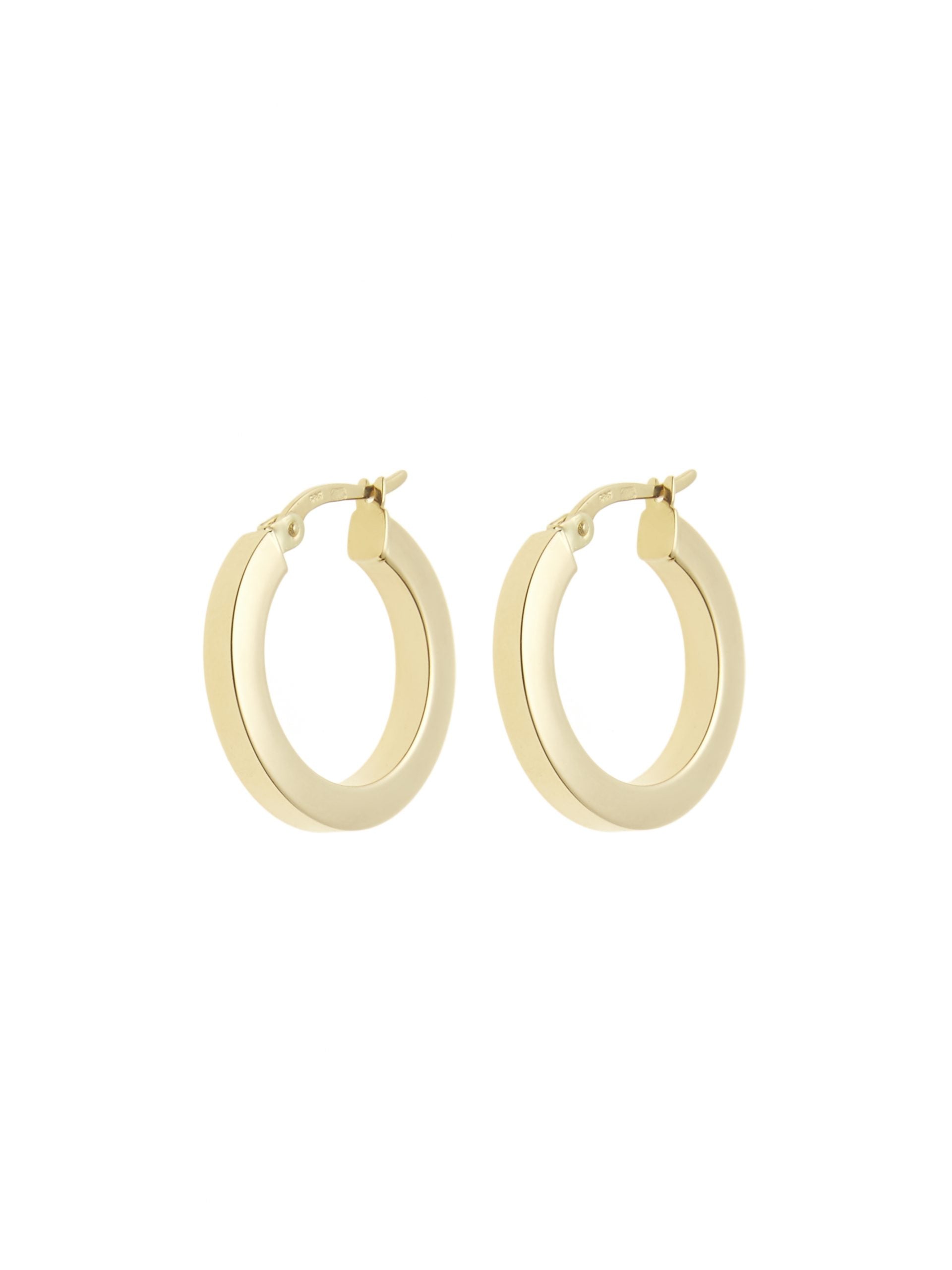 Lightweight Gold Square Hoop Earrings 14 ct gold - 21 mm