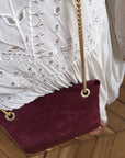 Petit Belle Suede Shoulder Bag Burgundy