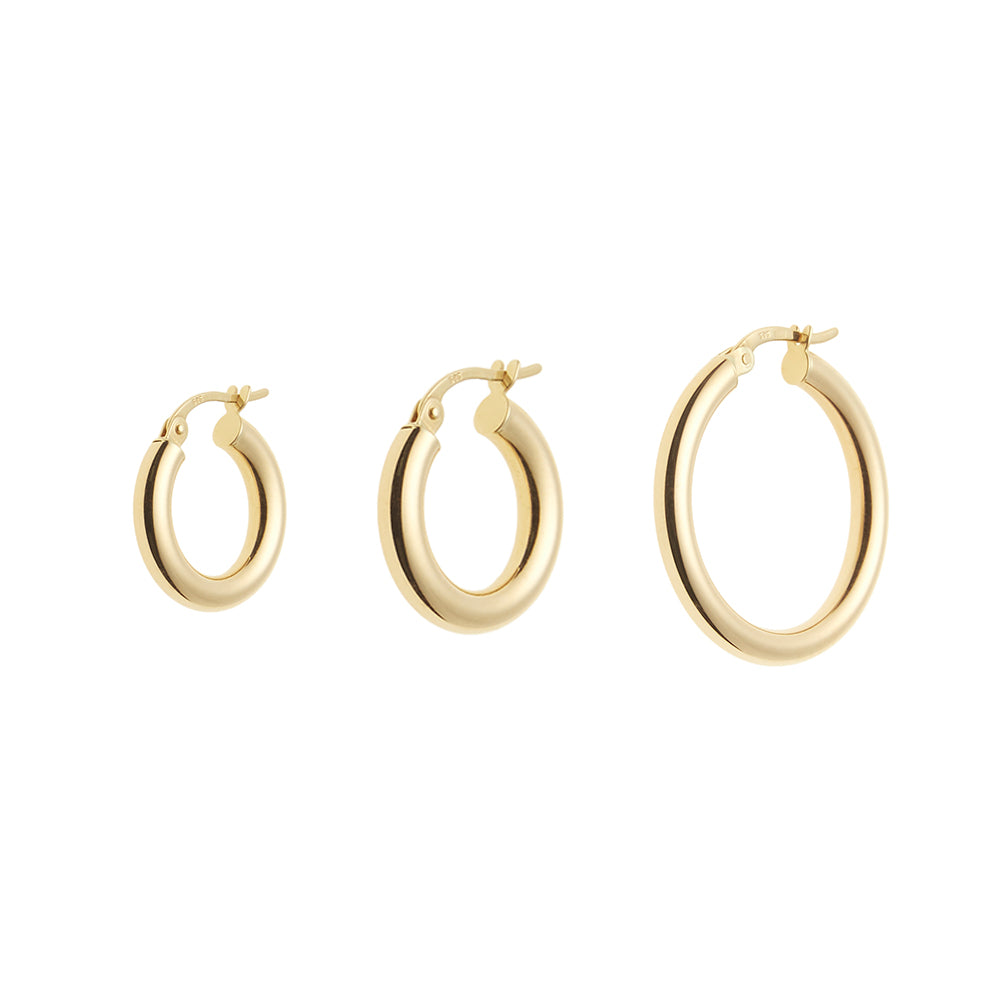 Lightweight Gold Round Hoop Earrings 14ct gold - 25mm