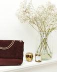 Belle Suede Shoulder Bag Burgundy