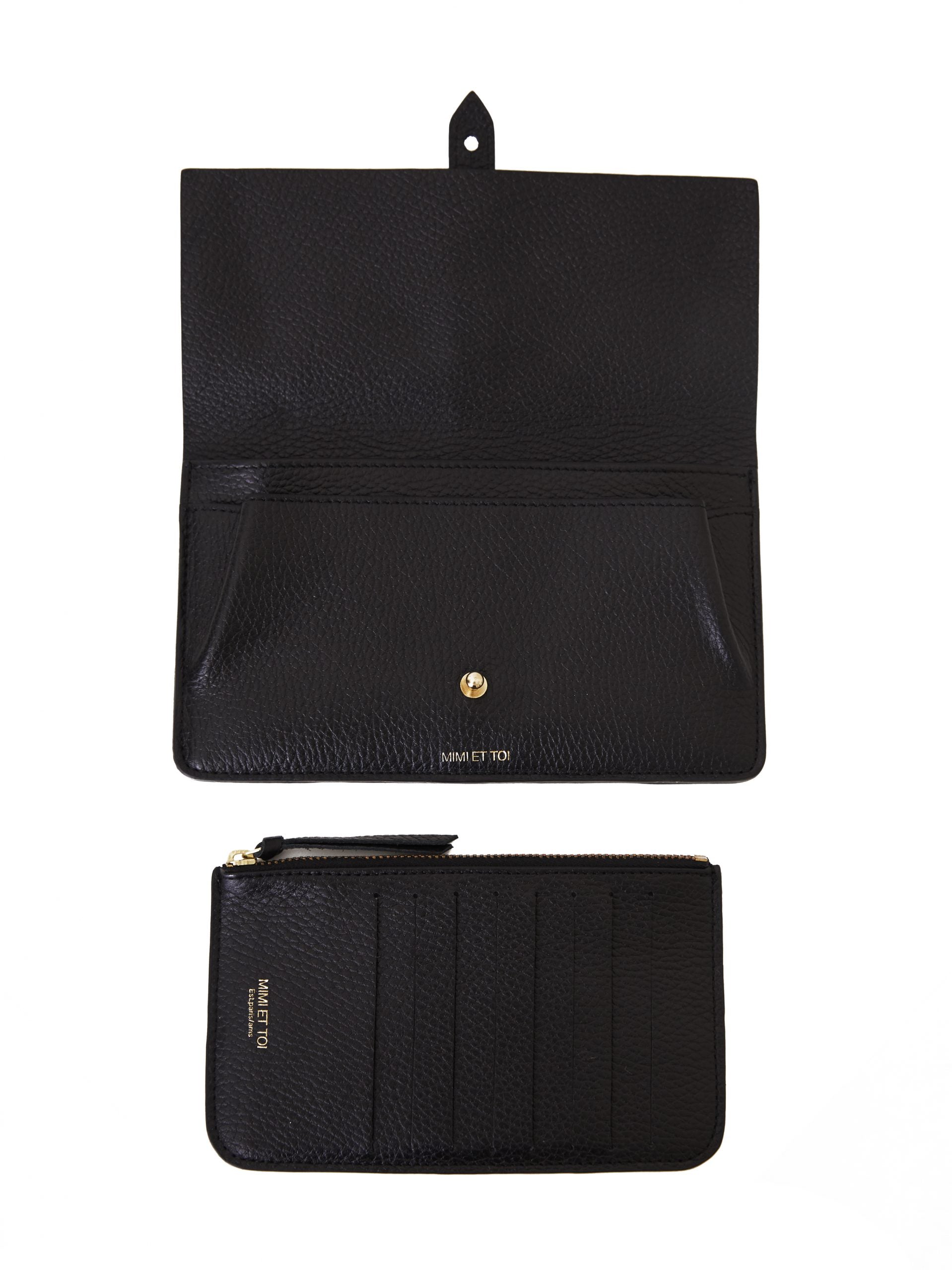 Spencer Leather and Suede Wallet Black MIMI ET TOI