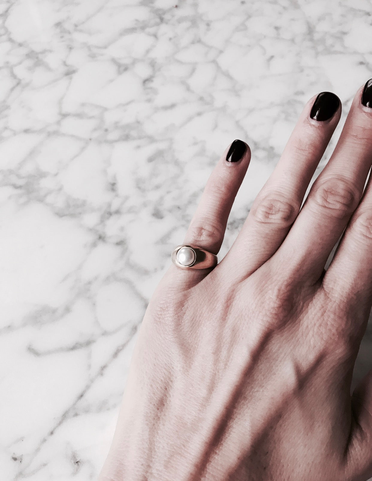 Signet Perle Ring Gold