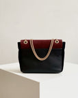 Petit Belle Suede Shoulder Bag Black & Burgundy