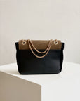 Petit Belle Suede Shoulder Bag Black/Taupe