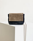 Petit Belle Suede Shoulder Bag Black/Taupe