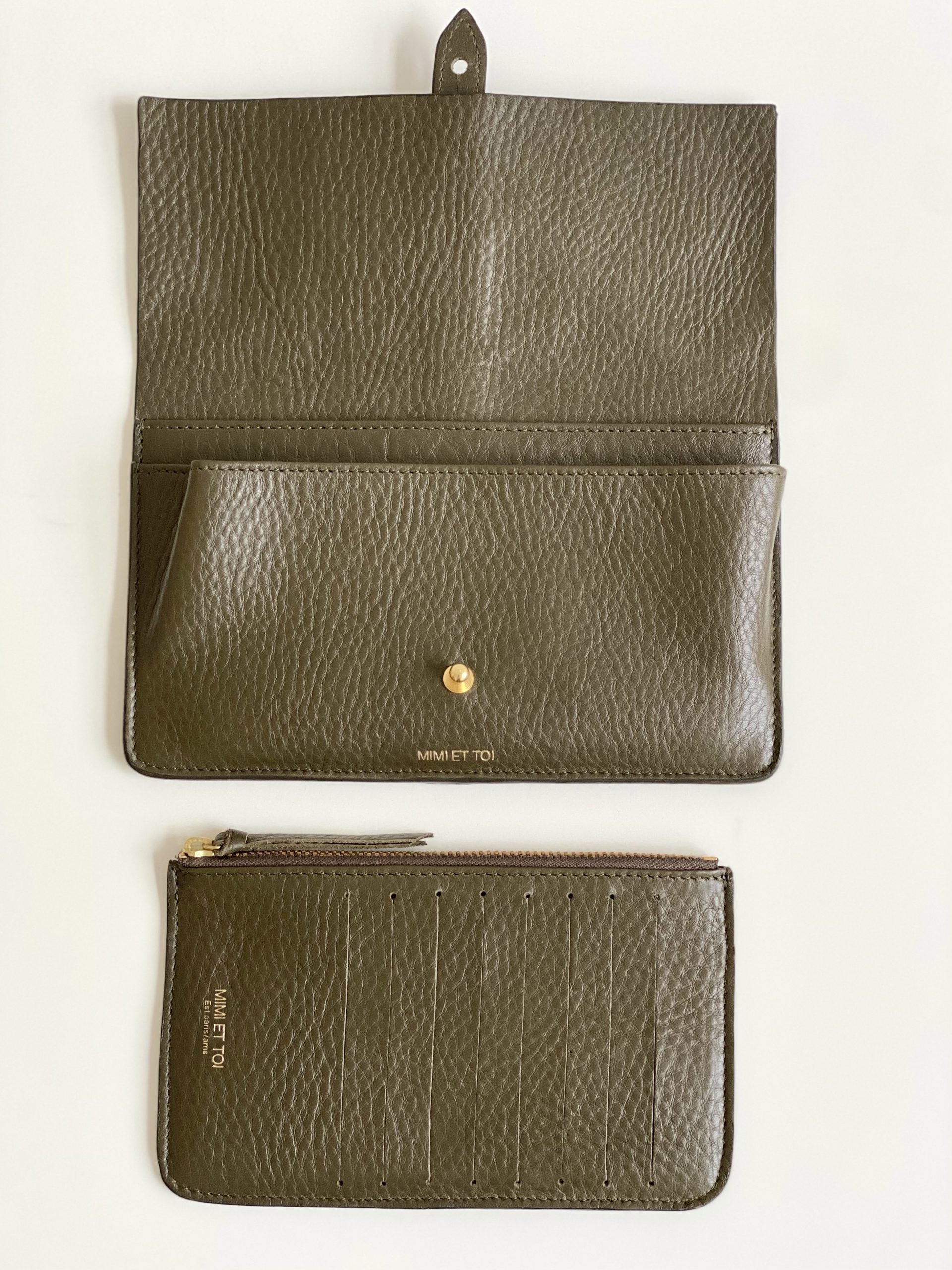 Spencer Leather and Suede Wallet Green MIMI ET TOI