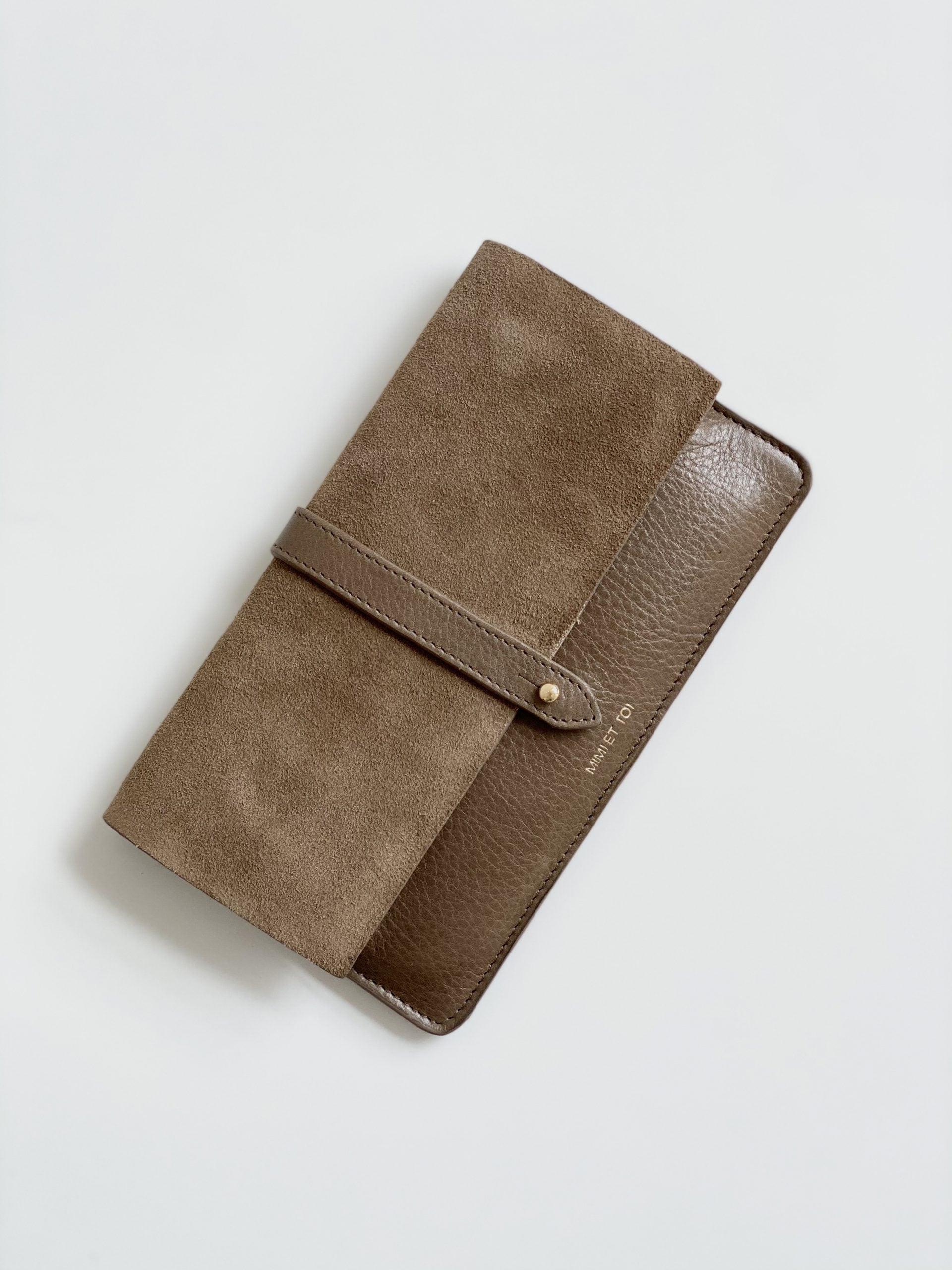 Spencer Leather and Suede Wallet Taupe MIMI ET TOI