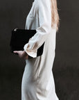 Belle Suede Shoulder Bag Black