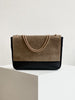 Belle Suede Shoulder Bag Black/Taupe