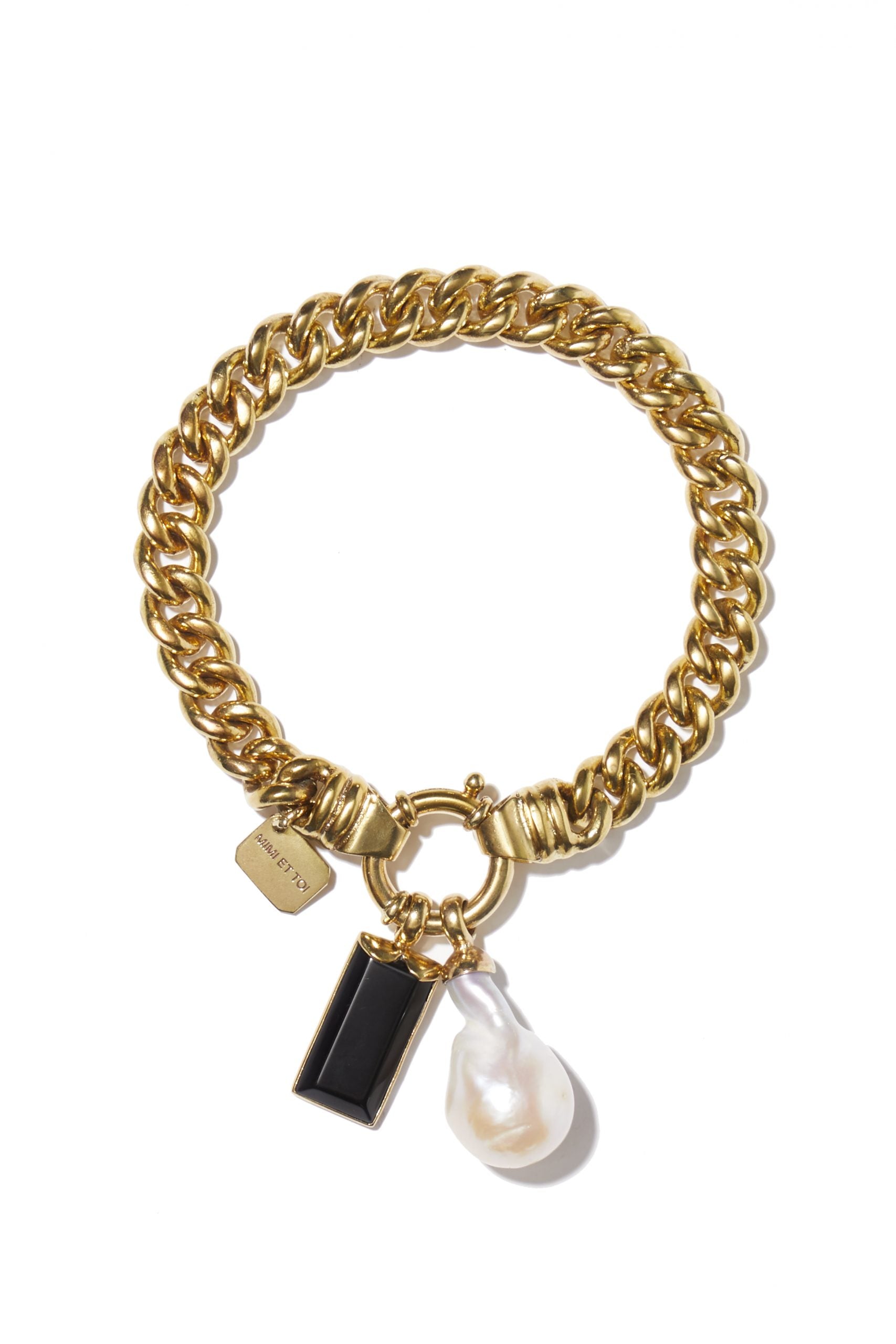 Changement brass bracelet with pendants