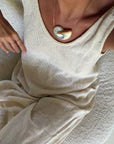 Grand spiral shell pendant beige
