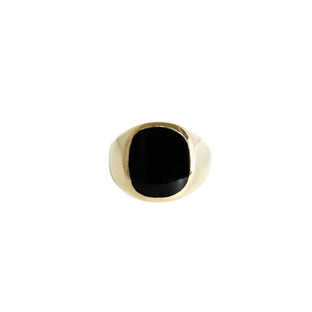 Black Oval Resin Large Ring Gold