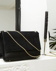 Belle Suede Shoulder Bag Black