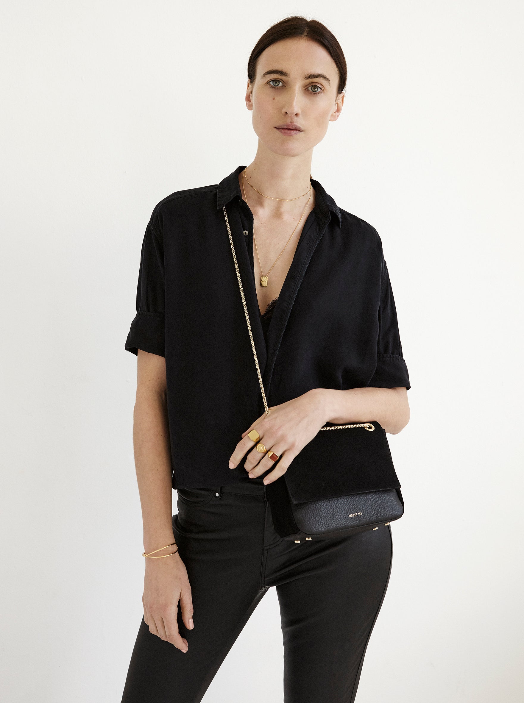 Belle Suede Shoulder Bag Black