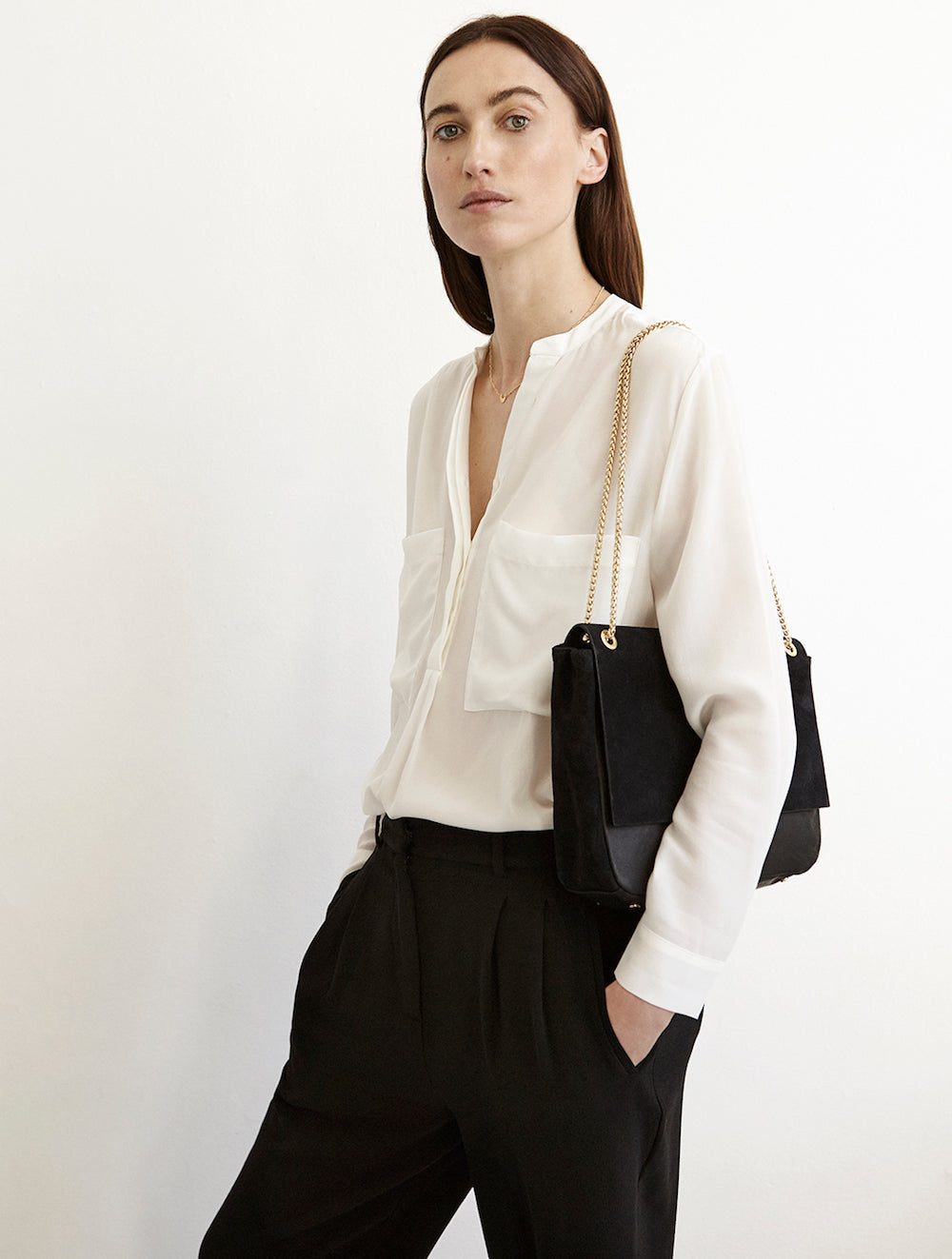 Belle Suede Shoulder Bag Black
