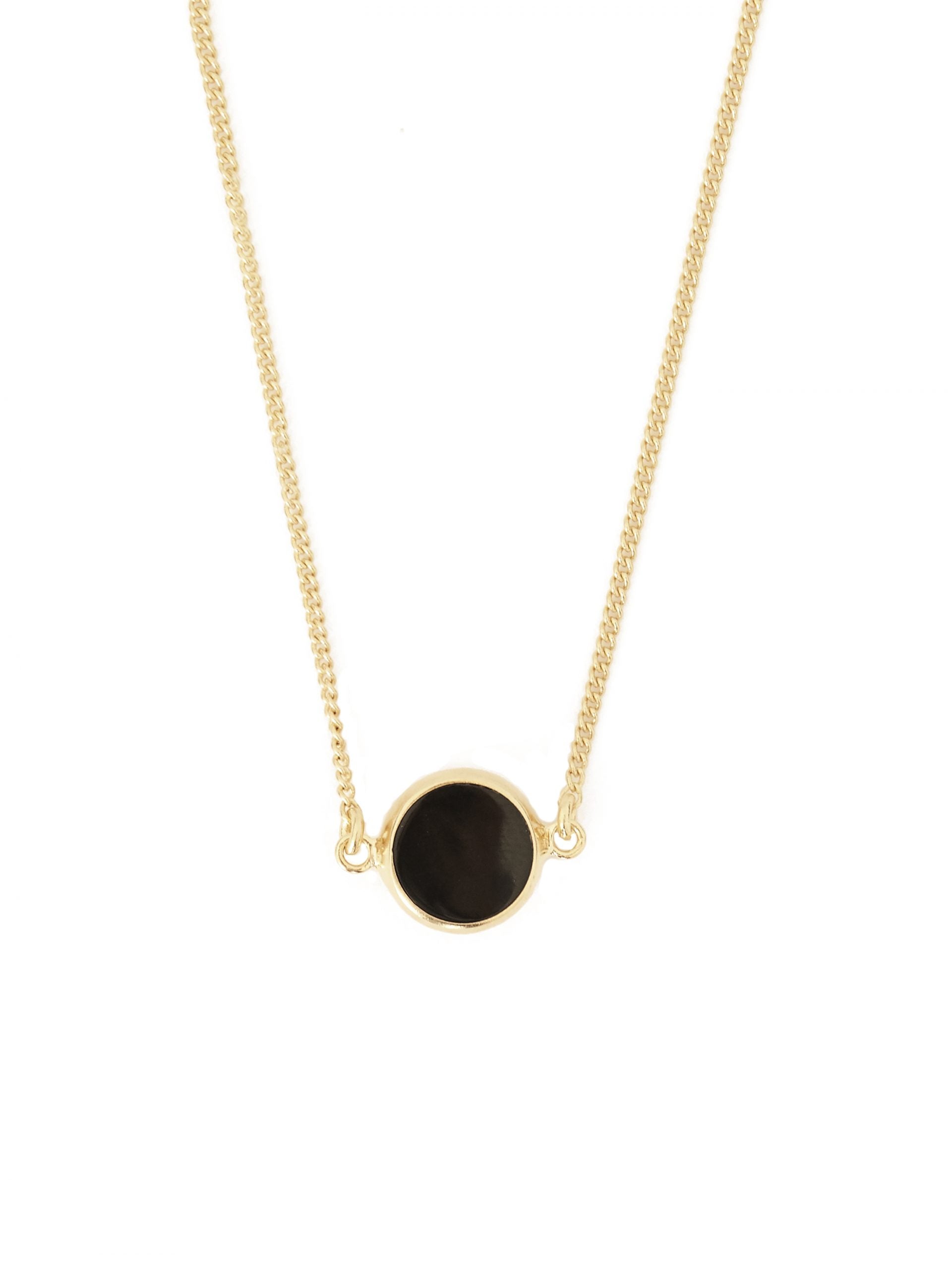 Round Resin Black Necklace Gold