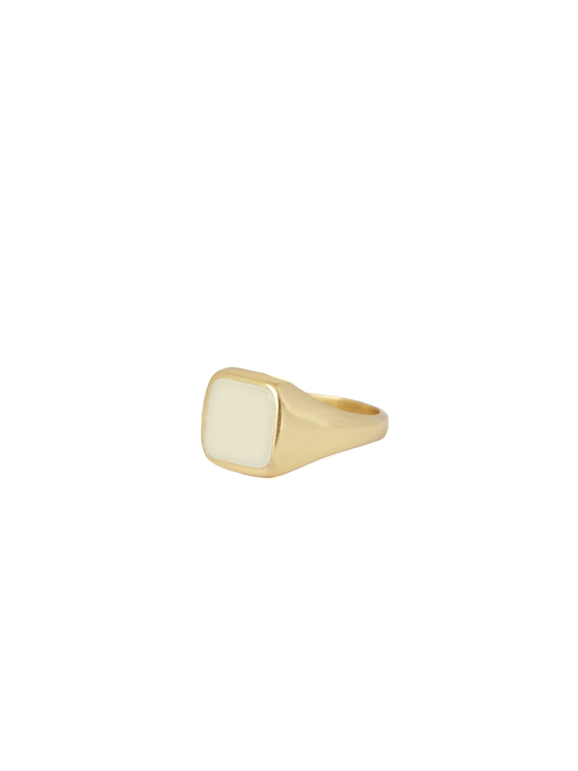 Signet Square Resin Creme Ring Gold