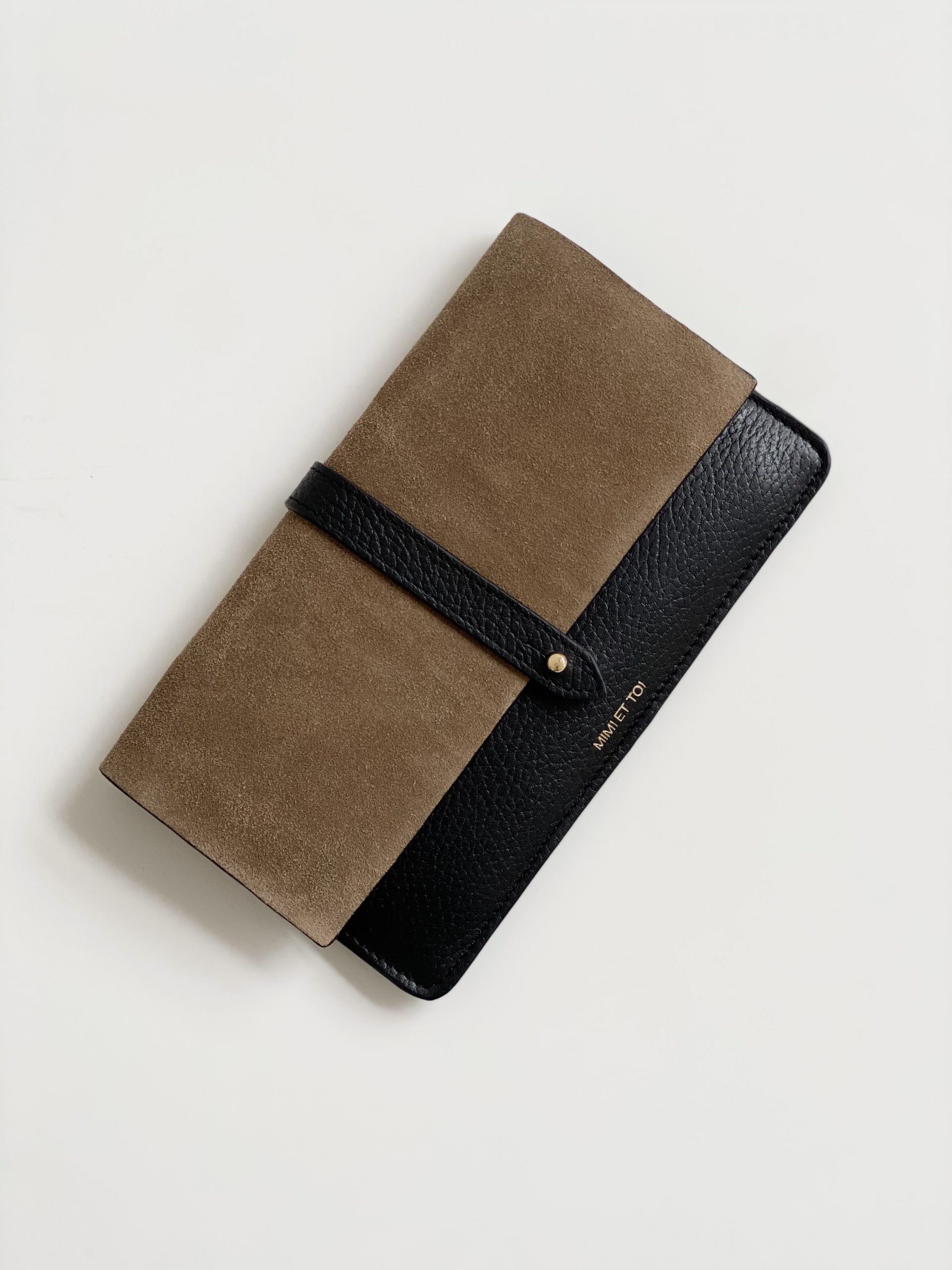 Spencer Leather and Suede Wallet Black/Taupe