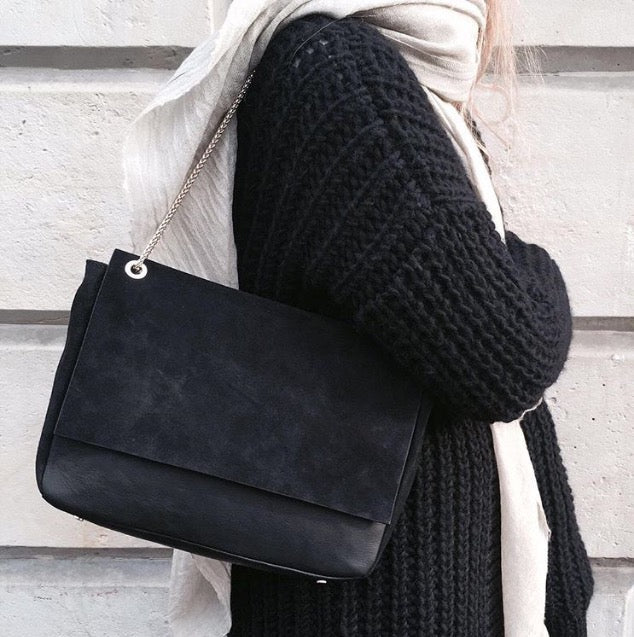 Belle Suede Shoulder Bag Black