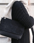 Belle Suede Shoulder Bag Black